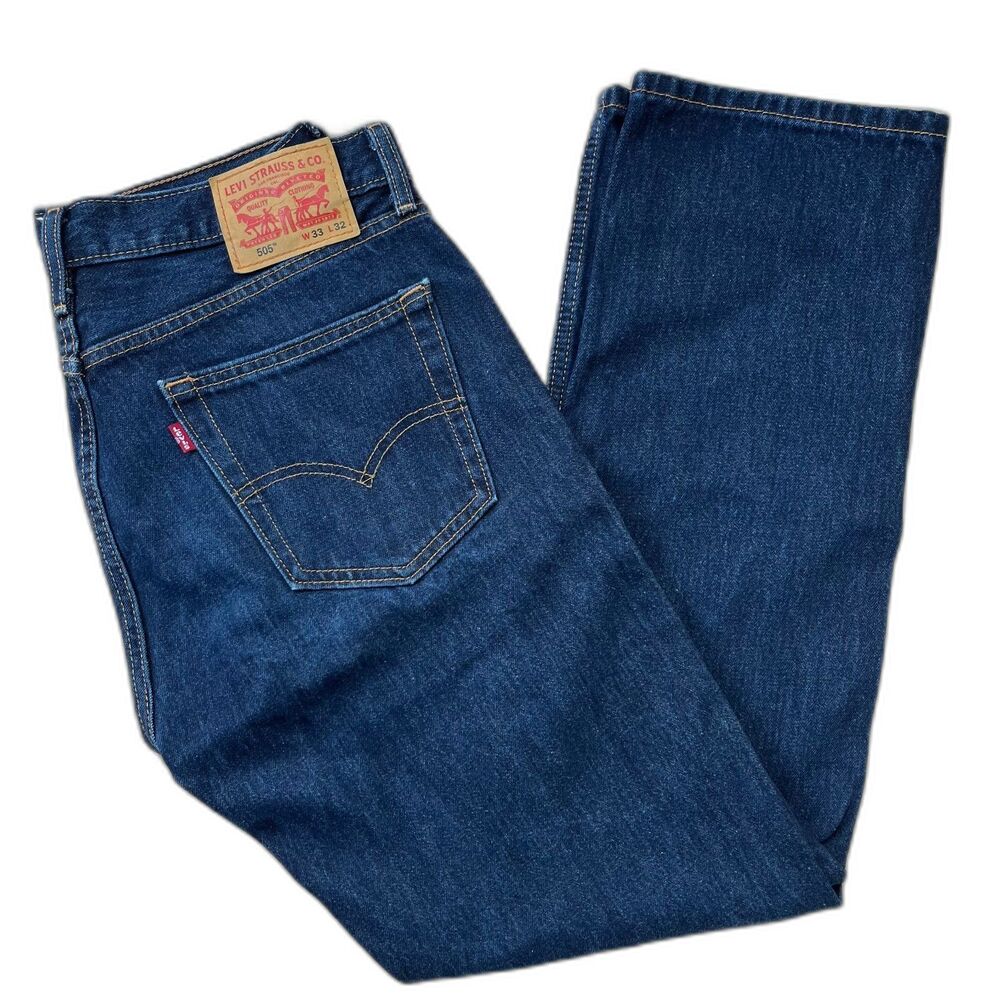 Levi's 505 Straight Leg No Stretch Dark WashJeans - 33 x 32
